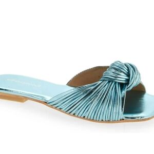 Blue Metallic Women’s Slide Sandals